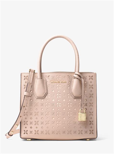 michael kors mercer perforated leather crossbody soft pink|Mercer Perforated Leather Crossbody Bag .